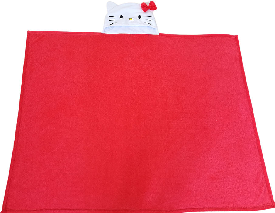 Coperta in Pile con Cappuccio Hello Kitty Fiocco Rosso
