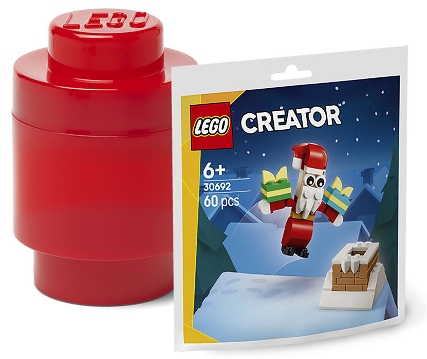 Contenitore LEGO Brick 1 Rosso + Polybag Babbo Natale