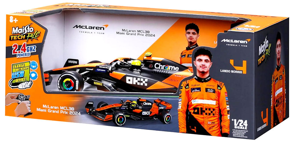 Mclaren MCL38 #4 Norris Miami GP Scala 1:24 Radiocomandata