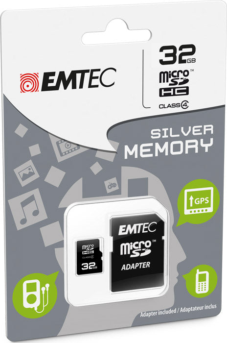 MicroSD + Adapter 32GB Silver (MP3-MP4)