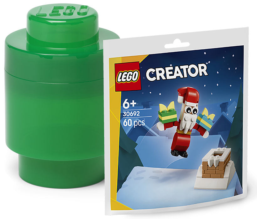 Contenitore LEGO Brick 1 Verde + Polybag Babbo Natale