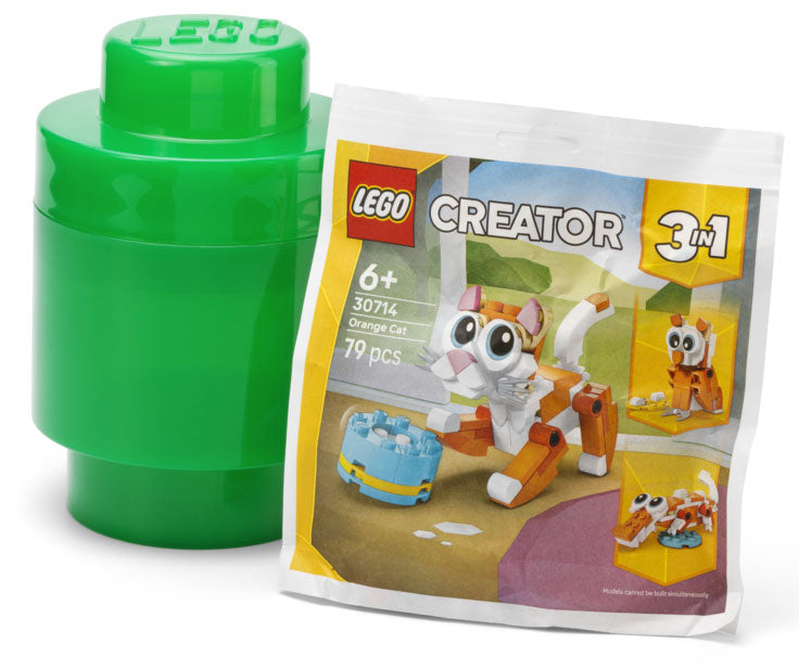 Contenitore LEGO Brick 1 Verde + Polybag Gatto