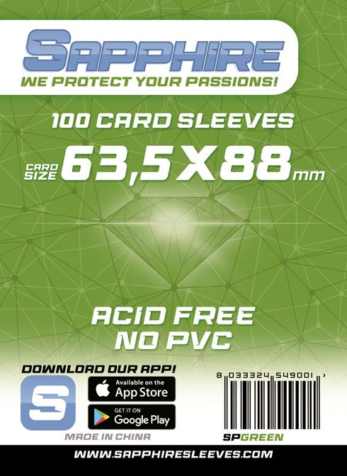 SAPPHIRE Bustine Protettive 63.5x88mm Green 100pz