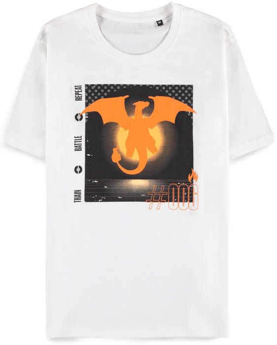 T-Shirt Pokemon Charizard Train Battle Repeat Uomo XXL