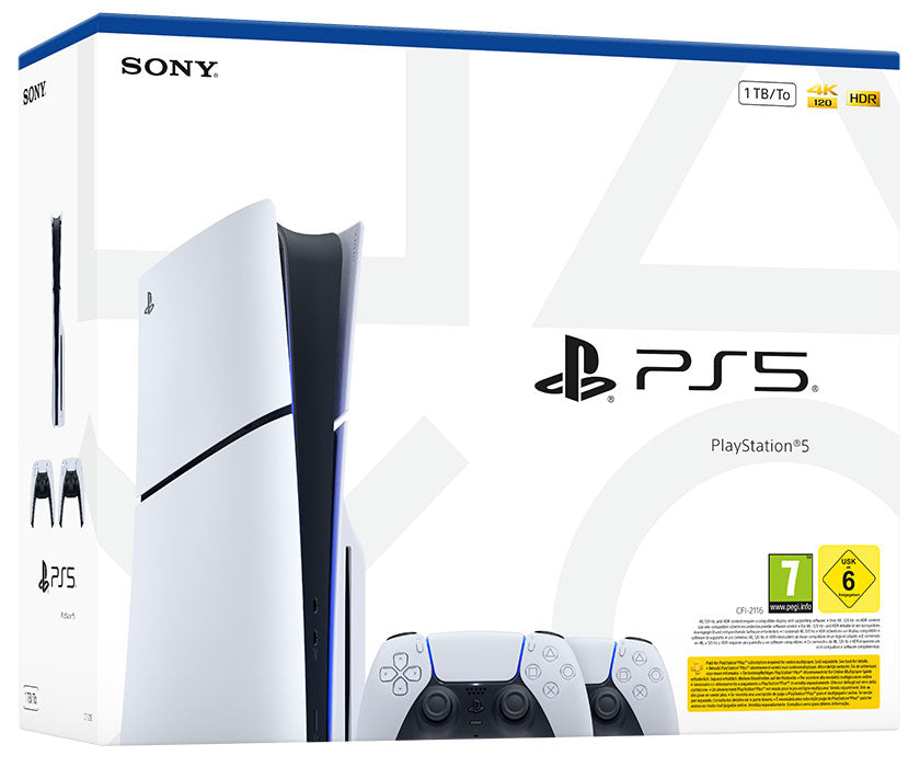 PlayStation 5 E Chassis Slim + 2 DualSense White