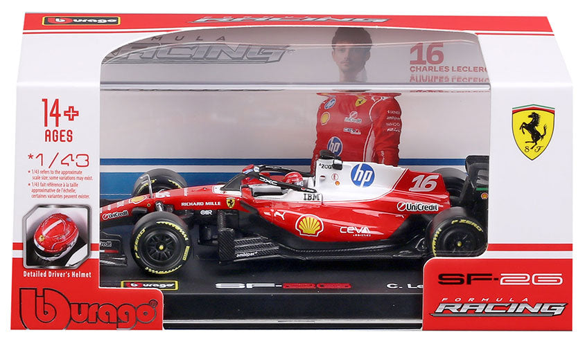 F1 Ferrari SF-26 Charles Leclerc #16 con Casco Scala 1:43