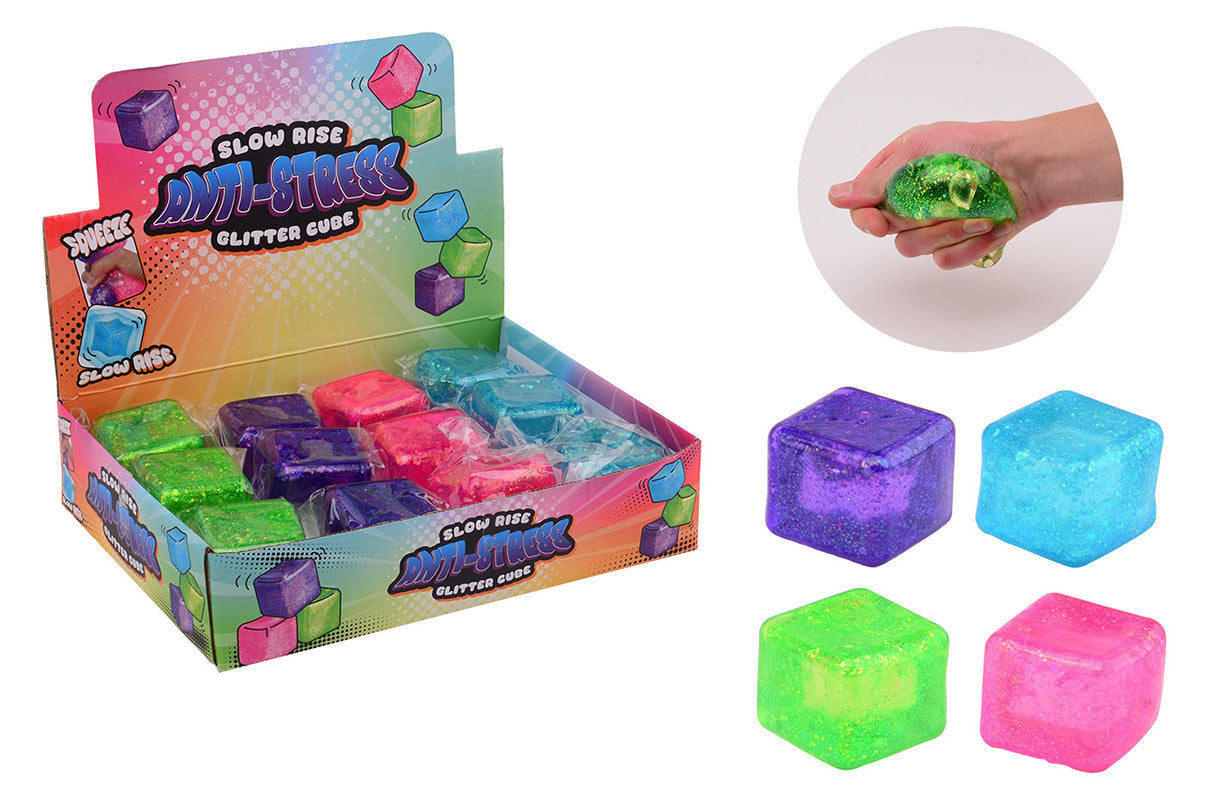 Slow Rise Glitter Cube Squishy 1pz Assortimento