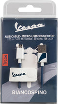 TRIBE Cavo di Ricarica da USB a Micro USB Vespa Bianco 1.2m