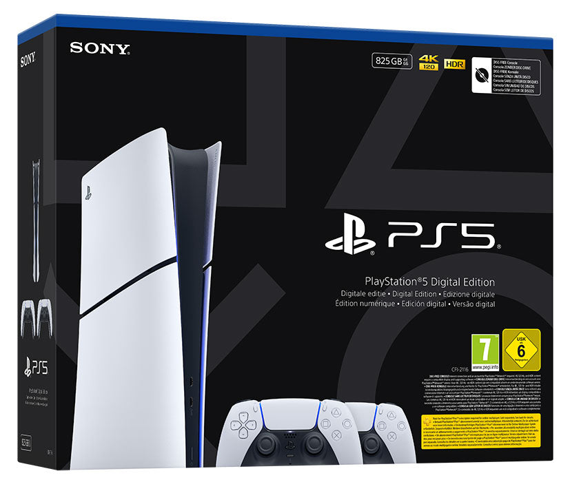 PlayStation 5 Digital Edition E Slim + 2 DualSense White