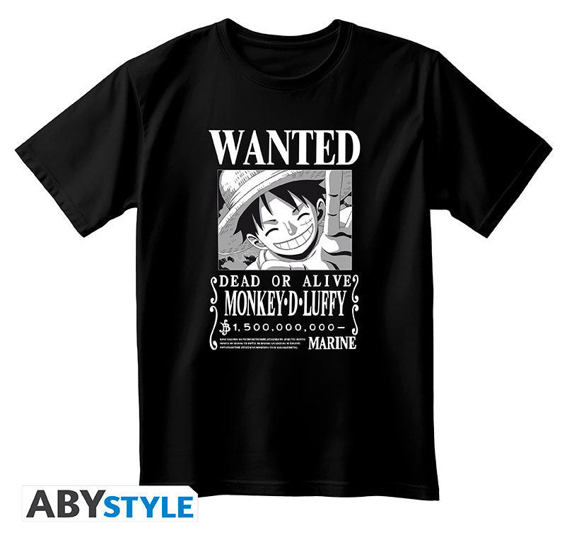 T-Shirt One Piece Monkey D.Luffy Wanted M Black