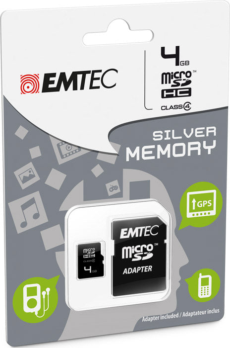 MicroSD + Adapter 4GB Silver (MP3-MP4)