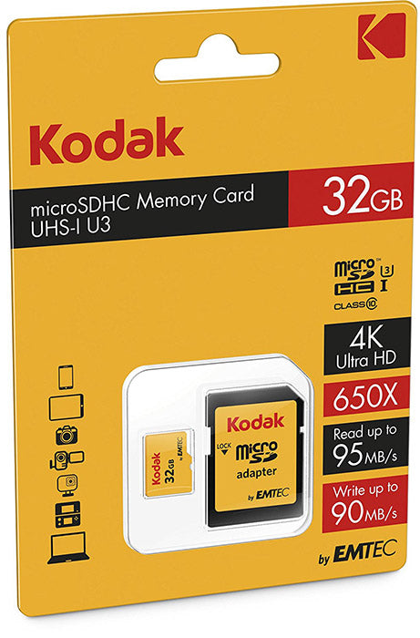 MicroSDHC 32GB Class10 U3 w/adapter