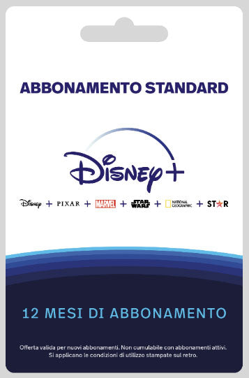 DISNEY+ Abbondamento 12 Mesi Standard