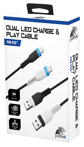 PANTHEK PS5 Cavo di Ricarica Doppio da USB-A a USB-C Led 3m