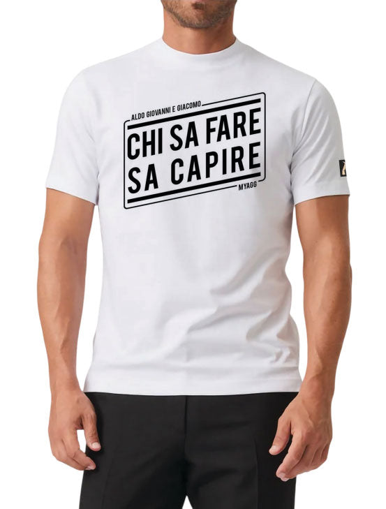 MYAGG T-Shirt Chi Sa Fare Sa Capire Bianca S