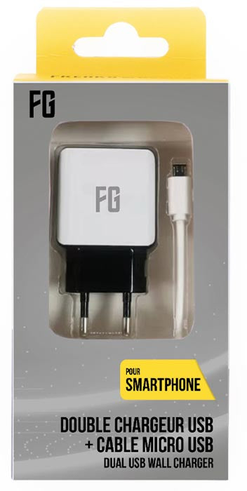 FREAKS Alimentatore AC 2 USB Slot + Cavo Micro USB 1m
