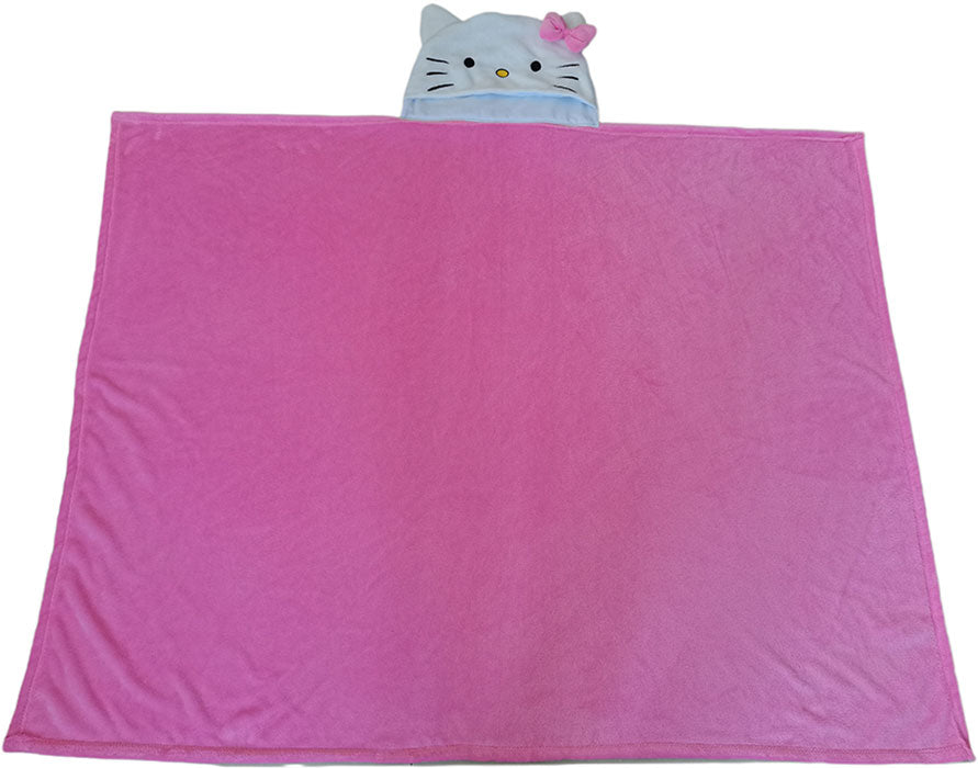 Coperta in Pile con Cappuccio Hello Kitty Fiocco Rosa