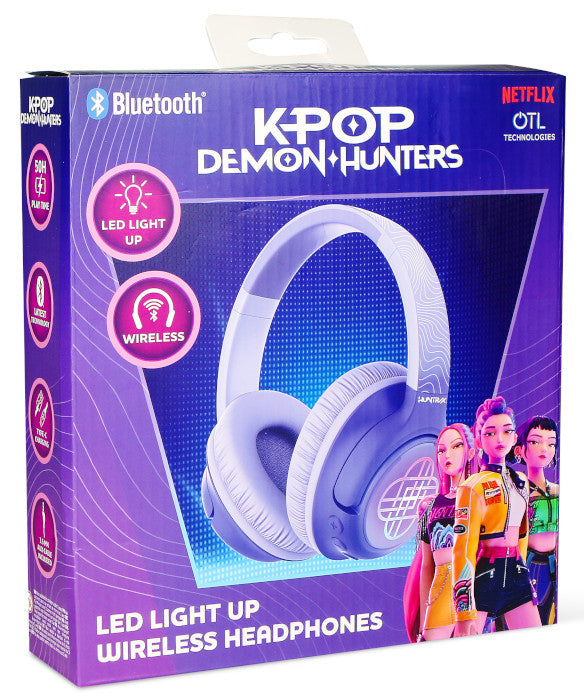 KPop Demon Hunters Cuffie Wireless Led Light UP Logo Viola