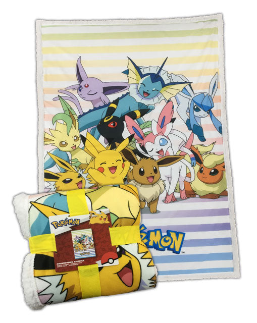 Coperta Sherpa Pokemon Pikachu & Eevee Transformation
