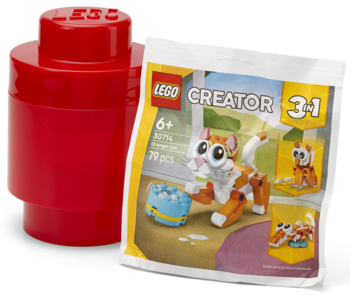 Contenitore LEGO Brick 1 Rosso + Polybag Gatto