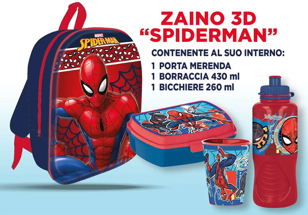 Zaino + Gift Set 3 in 1 Spider-Man 3D