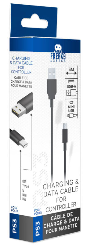 FREAKS PS3 Cavo di Ricarica da USB-A a Mini USB 3m